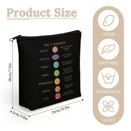 GlamLuxe Chakras And Self Care Meditation Cosmetic Bag Makeup Bag Inspirational Gifts for Women Girls Daughter Sister Bestie Graduation Birthday Christmas Nurse Mothers Day Travel Zipper Pouch