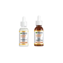 Kit Garnier Express Aclara Vitamina C Serum día + Serum noche, para una piel radiante, unifica el tono durante el día y reduce las manchas durante la noche