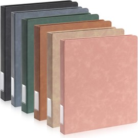 Fulmoon 6 Pcs Vintage Hardback 3 Ring Binder, Professional Leather Binder with 2 Inner Pockets & Spine Label Holder, Letter Size for Home Office Back to School Supplies(1 Inch,Morandi 6-Color Set)