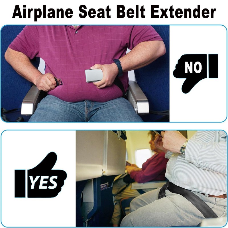 BEANPRECOY 2 in 1 Airplane Seat Belt Extender, Adjustable 7-32"