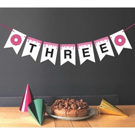 Inkdotpot Baby Birthday Decorations I Am Three Pennant Banner Flags Baby Boy Or Girl Donuts Gender Neutral Birthday Garland
