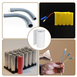 sourcing map PVC Heat Shrink Tube, Heat Shrink Tubing, 75 mm, Flat Winding for Three 18650, 1 Metre, White