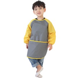 Plie Waterproof Kids Art Smocks 53 Colors (Age 1-10, S-XXL Size), Black Check (33-S)