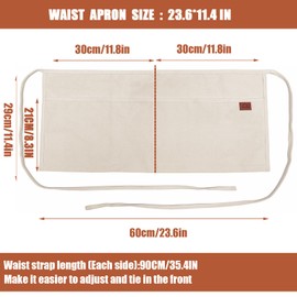 Glorisunity 2 Pocket Canvas Work Waist Apron Unisex Tool Utility Apron Tool Belt Woodworkers Artists (1, WH)