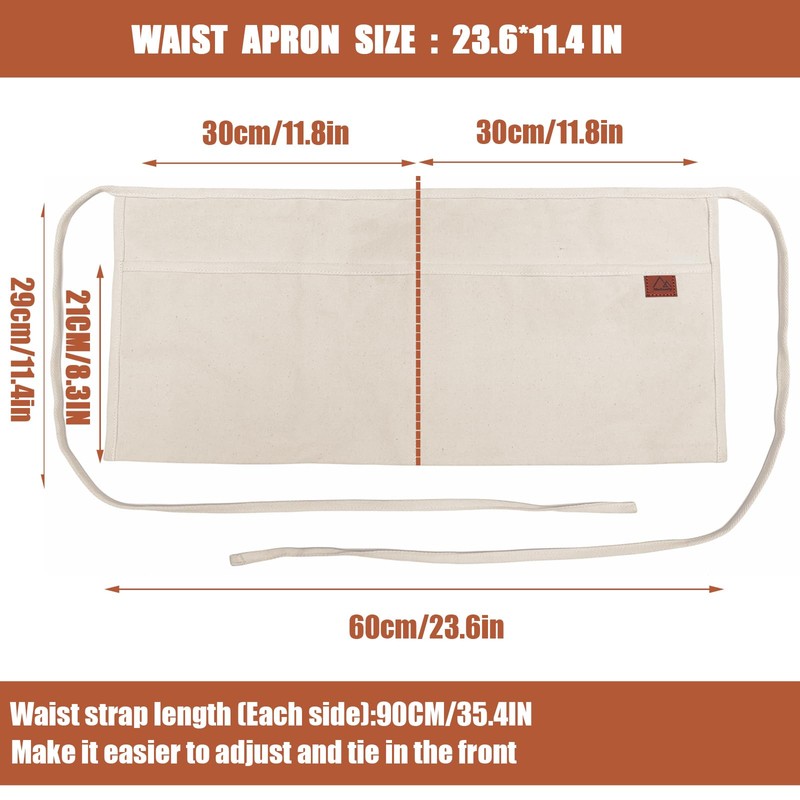 Glorisunity 2 Pocket Canvas Work Waist Apron Unisex Tool Utility