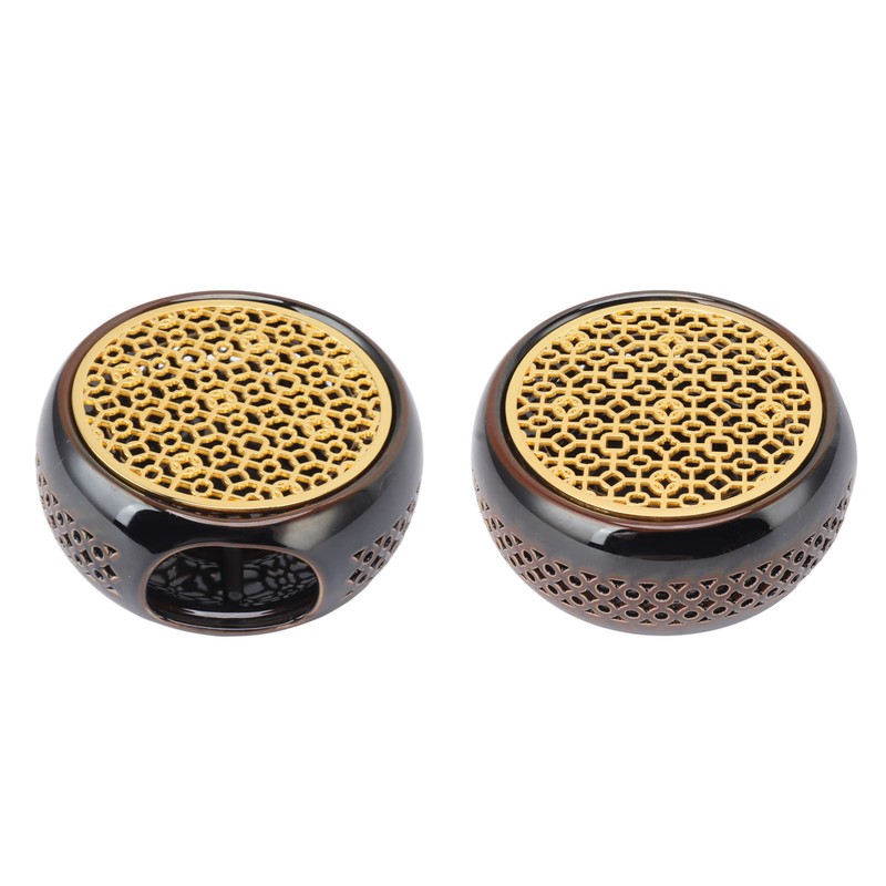 Bronze Brown Tea Light Teapot Warmer Hollow Concave Looking Ceramic