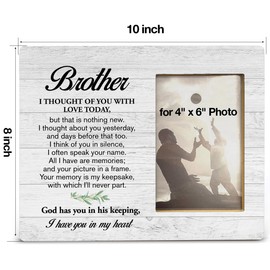 Yuzi-n Memorial Brother Gifts, Sympathy Gifts for Loss of Brother, Remembrance Brother Wood Picture Frame for 4x6 Inches Photo