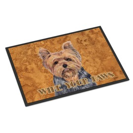 Caroline's Treasures SC9123MAT Yorkie Door Mat Indoor Rug or Outdoor Welcome Mat 18X27 Doormat, 18H X 27W, Multicolor