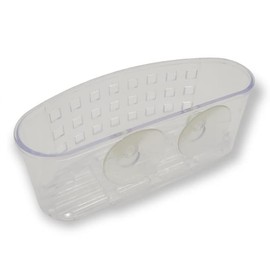 Handy Housewares Kitchen Sink Caddy Dish Soap Scrubber Sponge Holder Basket with Suction Cups - Clear (1 Pack)