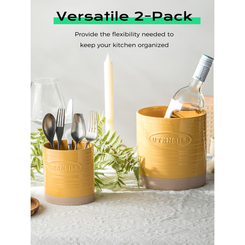 YHOSSEUN Kitchen Utensil Holder, Ceramic Utensil Holder for Kitchen Counter,