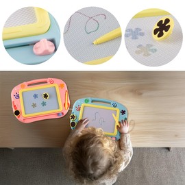 Playtastic Magnetische Kinder-Maltafel mit Magnetstift und 2 Stempeln, blau