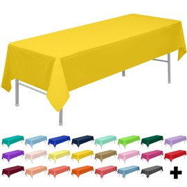 Yellow Plastic Tablecloths 3 Pack Disposable Table Covers 54 x 108 Inches Shower Party Tablecovers PEVA Vinyl Table Cloths for Rectangle Tables up to 8 ft and Picnic BBQ Birthday Wedding Banquet