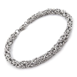 Steelmeup Stainless Steel Round Byzantine Chain Bracelet Unisex Men Women 6mm 9inch