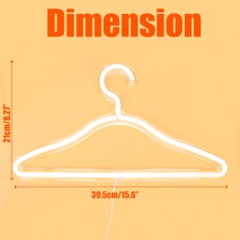 LED Neon Light Hangers Display Stand 15''x8'', USB Powered Clothes Hanger Sign Glow Lamp for Wall Decor, Wedding Proposal Romantic Arrangement, Night Room Bedroom Hanging Coat Decoration, White