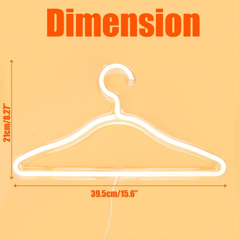 LED Neon Light Hangers Display Stand 15''x8'', USB Powered Clothes