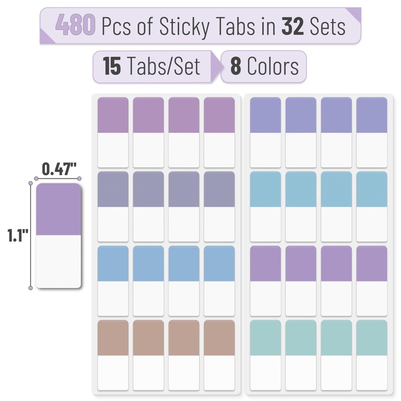 Mr. Pen- Sticky Index Tabs, 480 Pcs, Pastel Sticky Tabs