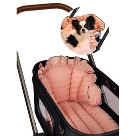 Rococo, Margaret The Lace Edition, Back Cushion, Pet Stroller Cushion, Rear Cushion, Cozy and Protective, Filling Empty Space, Multi-Dog Owner Cushion, Cushion for Empty Rear Space (Coral Pink)