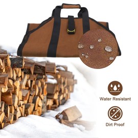 yotutun Large Firewood Carrier, Waterproof Wood Basket, Firewood Bag, Carry Bag Made of Waxed Oxford Fabric, Heavy Duty, Firewood Storage, Wood Carrier with Reinforced Handles, Large Capacity