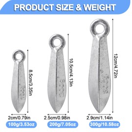 JOGFFDE Bank Sinker Weights, Lead, Drop, Grey, 3.5oz-100g, 2pcs, Surf, Casting, Bottom Fishing, Free Drag Rig, Saltwater, Freshwater