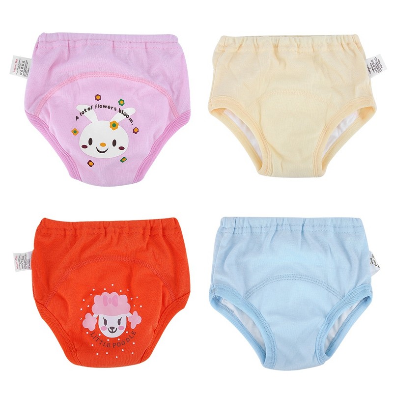 4Pcs Anti Leakage Baby Cartoon Training Pants 4 Layers Waterproof
