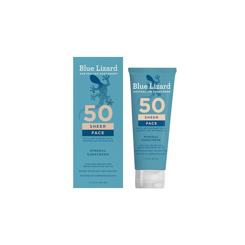 BLUE LIZARD Sheer Face Lotion - SPF 50+, 1.7 Oz