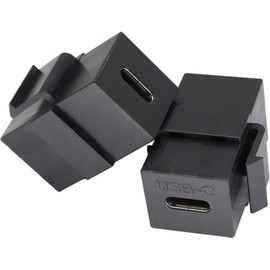 USB C Keystone Jack, Traovien USB 3.1 Type-C Connector Keystone Insert Female to Female, Coupler Type for Wall Plate Outlet Panel-Black(1pcs)