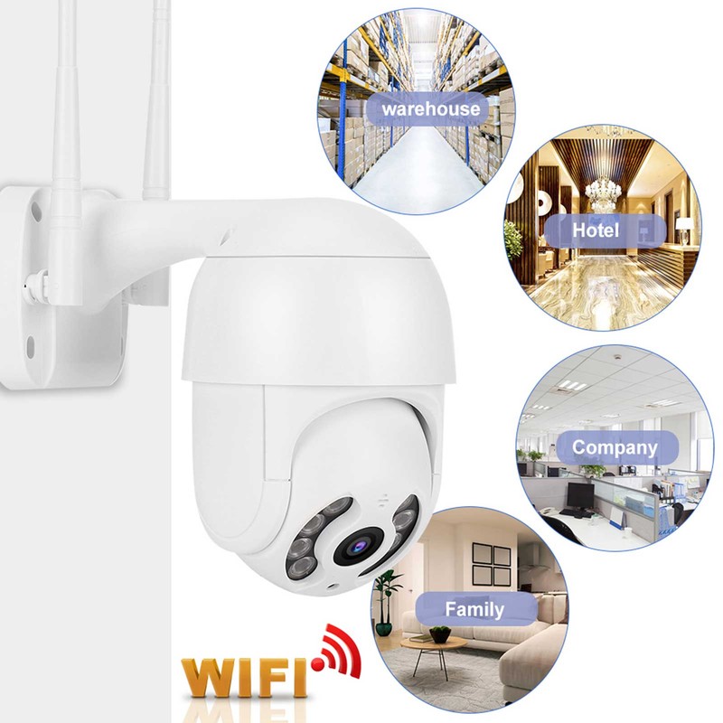 2in Waterproof PTZ Mini Dome Camera 1080P WiFi 8 Lights