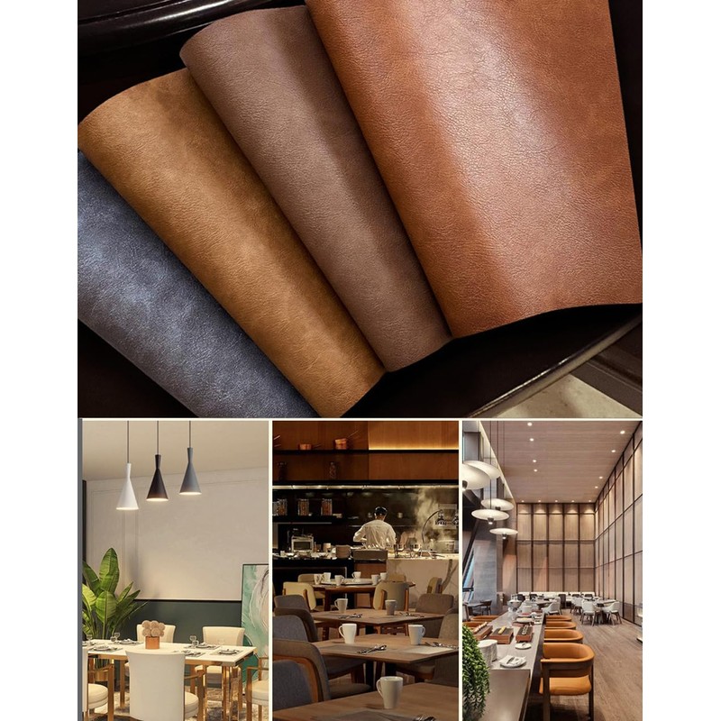 Leather Round Table Washable Placemats, Dark Coffee Thick Faux Leather