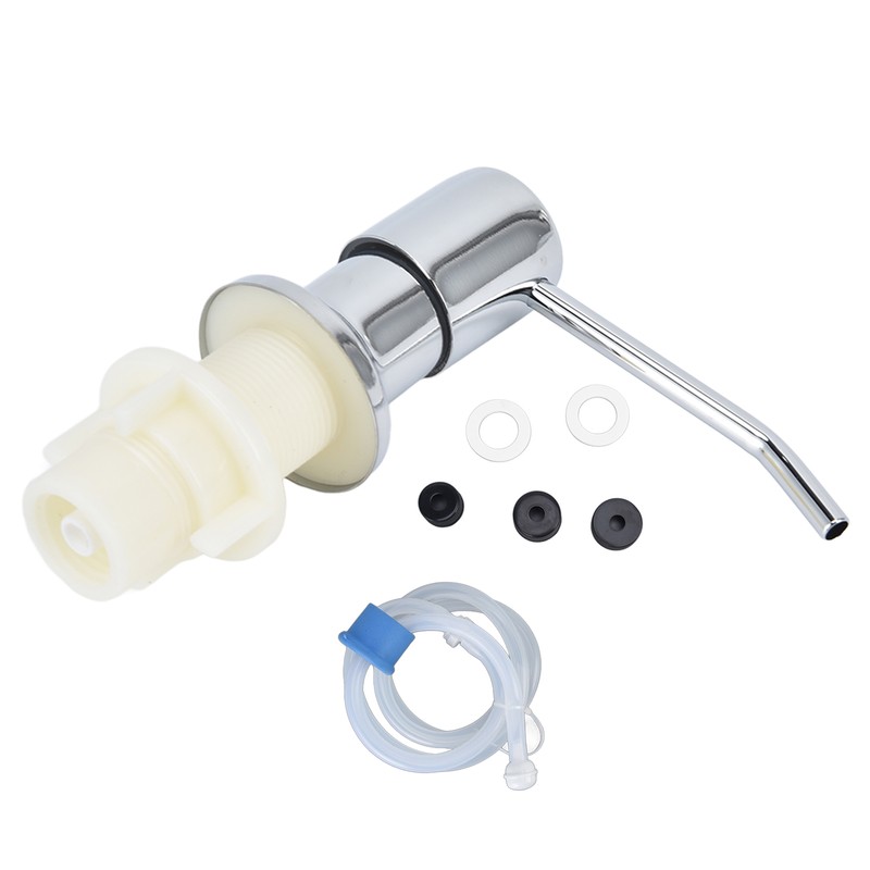 Sink Soap Dispenser Kit with Silicone Tube Stainless Steel Electroplating