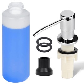 Soap Dispenser for Kitchen Sink Stainless Steel Built in Soap Dispenser Countertop Pump Head with 17oz Large Liquid Bottle fit Kitchen Bathroom (Chrome)