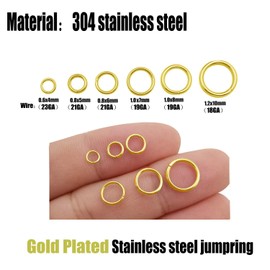 200 pcs Gold Plated Stainless Steel Split Rings Jump Rings Connector Rings for Jewelry Making Necklaces Bracelet Earrings Keychain DIY Craft (13299-Gold, 6mm)