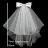 Bridal Hair Bow Veil with Pearl,Hen Do Veil Party Accessories,White