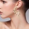 Dazzle Champagne Gold Crystal Rhinestone Cluster Large Statement Earrings, Peacock