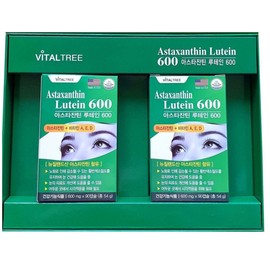 Vital tree Astaxanthin Lutein 600 (90 capsules x 2 bottles, 6-month supply) Eye health functional food Vitamin A E D Omega / 아스타잔틴 루테인600 (90캡슐x 2병 6개월분) 눈건강기능식품 비타민A E D 오메가