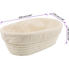 JOIKIT 2 Stück 25 x 15 x 8 cm ovaler Brotgärkorb, 25 cm x 15 cm x 8 cm, Banneton-Gärkorb mit Einsatz, Rattan-Sauerteig-Gärkörbchen für Teig