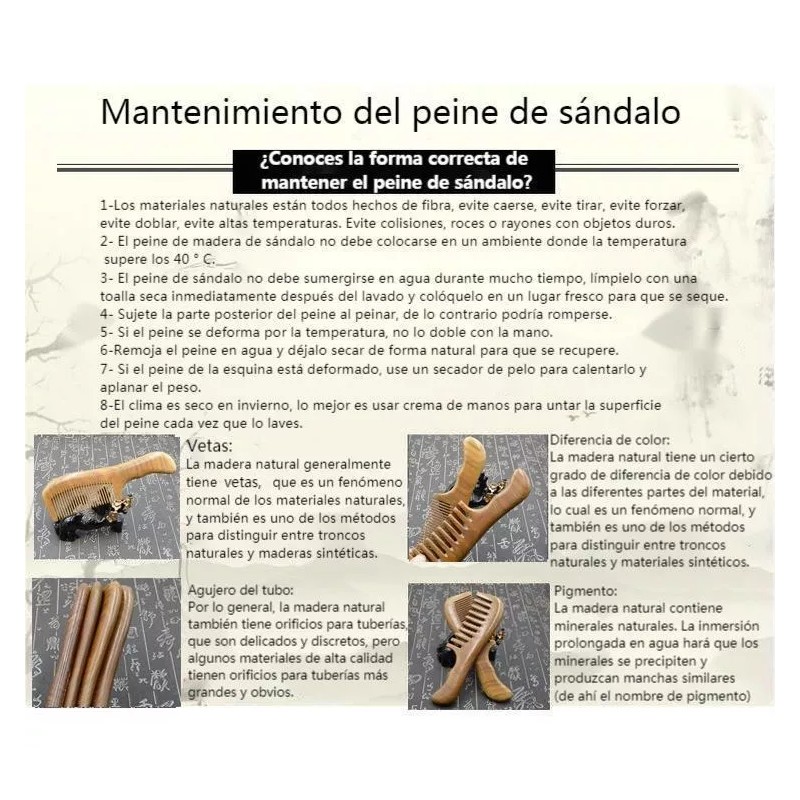 Iwansol Peine Antifrizz De Madera De Sándalo Verdepeine Antiestático
