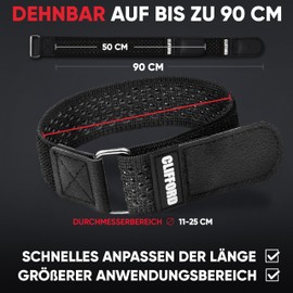 CLIFFORD Elastic Velcro Bands, Pack of 4, 30 mm, Multifunctional Velcro Tape for Bicycle, Car, Household, Trouser Protection etc., Multi-Purpose Velcro Cable Ties, Trouser Clip, Velcro Strap