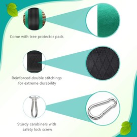 Coolrunner 10FT Tree Swing Straps Hanging Kit(2 Pack) - 5000Lbs Break Strength - Extra Long Swing Hammock Straps with Two Zinc Alloy Carabiners - for All Types of Swings