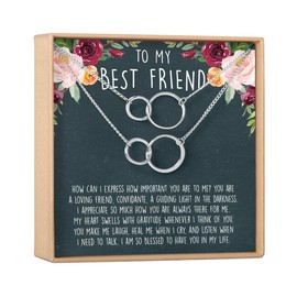 Dear Ava Infinity Interlocking Two Double Circle Connecting Necklace For Women - Asymmetrical Modern Pendant Love Gifting Idea for Her with Heartfelt Card -