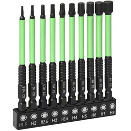 Hakkin Hex Bits Set Long 100 mm Allen Bit Set for Cordless Screwdrivers 1/4 Inch Hexagon Hex Screwdriver Bit Set for Impact Wrenches (H1.5/2/2.5/3/3.5/4/5/6/7/8)