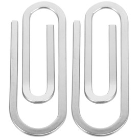 2 Pieces Stainless Steel Money Clip Men's Money Clip Decorative Paper Clips Metal Letter Clips Paper Supplies Money Clip for Office School Bill Cards Cash Document, silver, Minimal