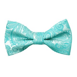 Alizeal Paisley Banded Adjustable Length Pre-tied Boy's Bow Tie, Turquoise