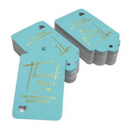 Inkdotpot Pack Of 50 Real Gold Foil Paper Tags Thank You For Sharing Our Special Day Bridal Shower-Baby Shower-Retirement-Wedding-Birthday Favor Hang Tags