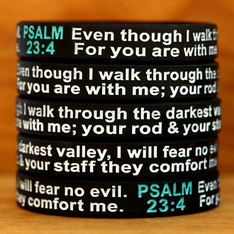 SayitBands Three (3) Psalm 23:4 Scripture Wristband Bracelets