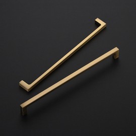 Ravinte 5-Pack 10-Inch Solid Square Cabinet Pulls - Champagne Bronze Handles for Kitchen Cabinets & Drawers