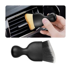 Blilo Car Interior Detailing Brush, Auto Soft Hair Cleaning Brushes, Curved Dirt Dust Collectors, Removal Tool for Dashboard Air Conditioner Vents Leather, Scratch Free (Black/White/1PCS)