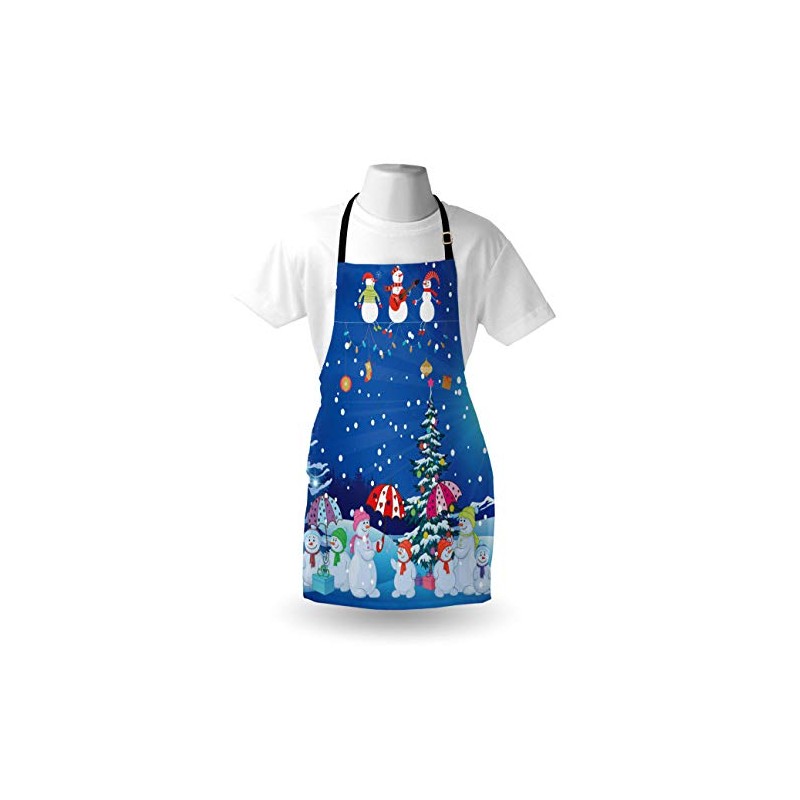 ABAKUHAUS Christmas Apron, Snowman Party, Unisex Kitchen Bib Apron with