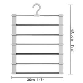 Pants Organizer and Storage 4-Pack Space Saving Hanger 6-Layer Swing Arm Trouser Strap Stainless Steel Space Saver Hanger Organizer for Jeans Pants Hangers (White) (4)