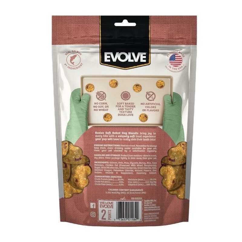 Evolve Soft Baked Dog Biscuits Salmon & Berries Recipe Crunchy