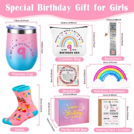 9th Birthday Gifts for Girls - 9 Year Old Girl Cool Birthday Presents Set Cute Unique Gifts Ideas for Girl Age 9 Daughter Sister Niece Granddaughter Sweet 9th Happy Birthday Decorations